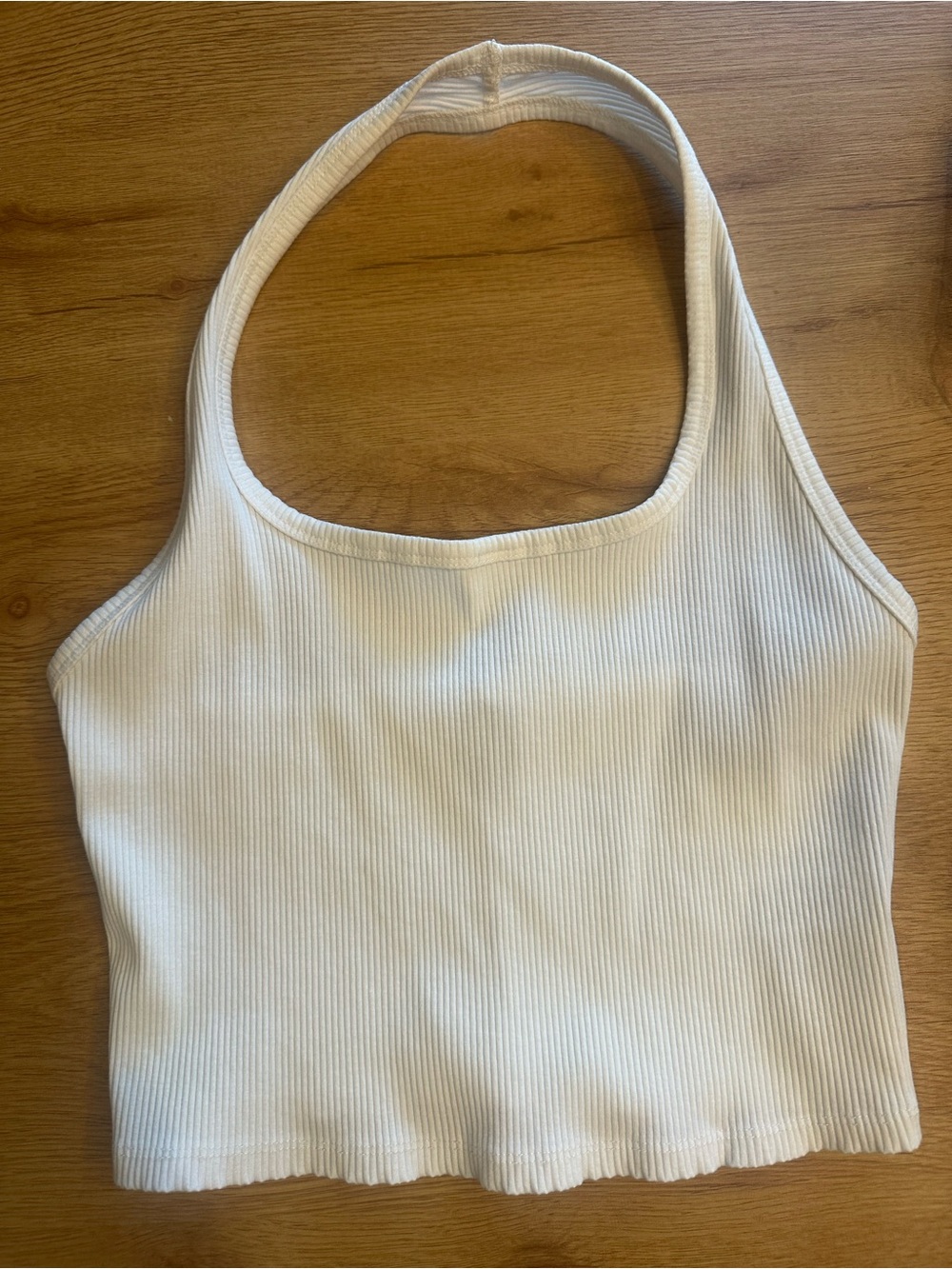 wild fable White Ribbed Halter Crop Tank